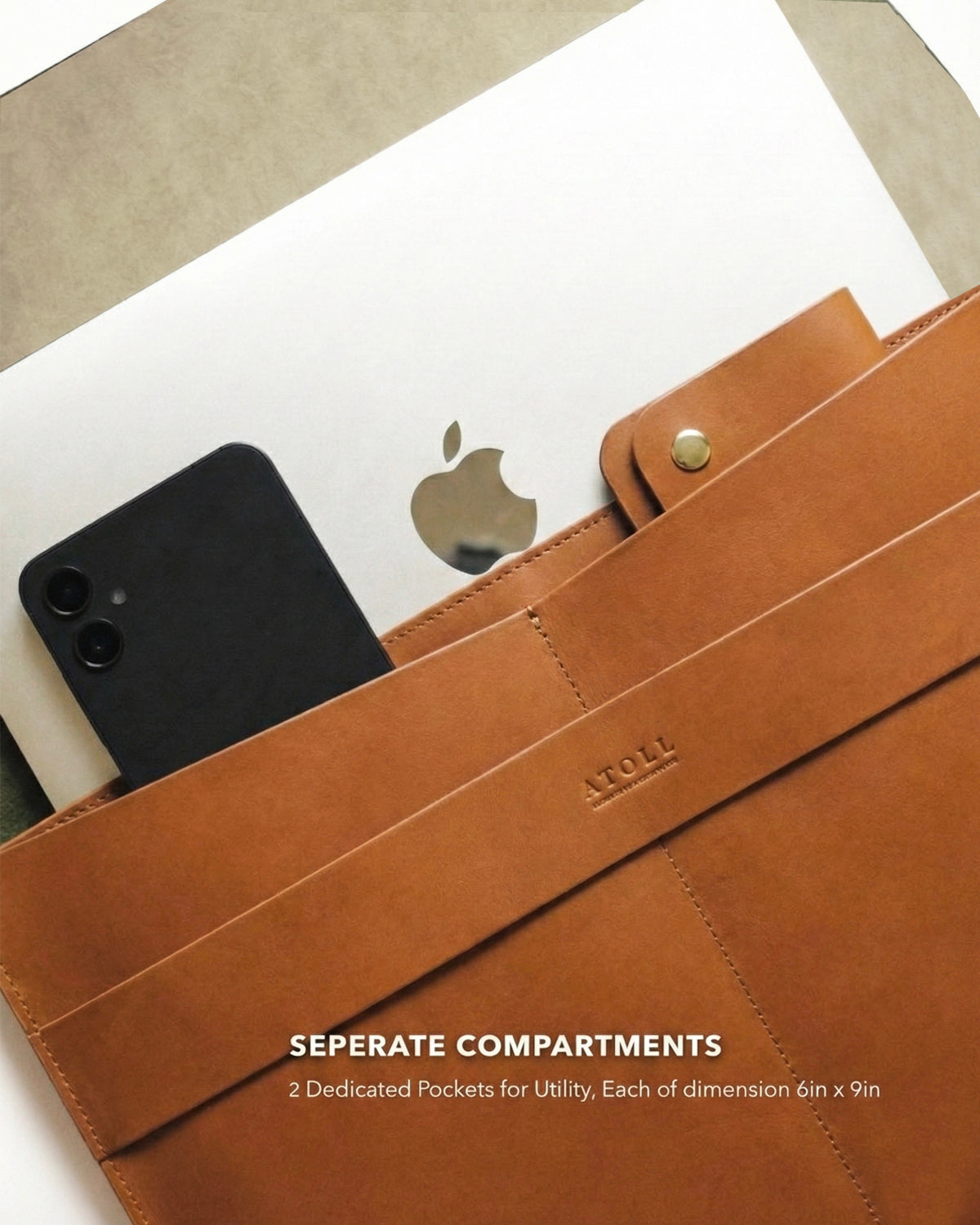 Atlas -Tan Leather Mcbook Sleeve