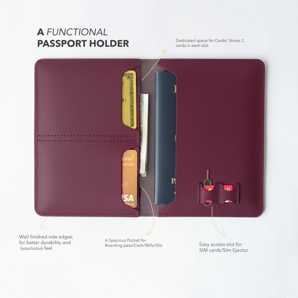 Utah Burgundy- Passport Holder