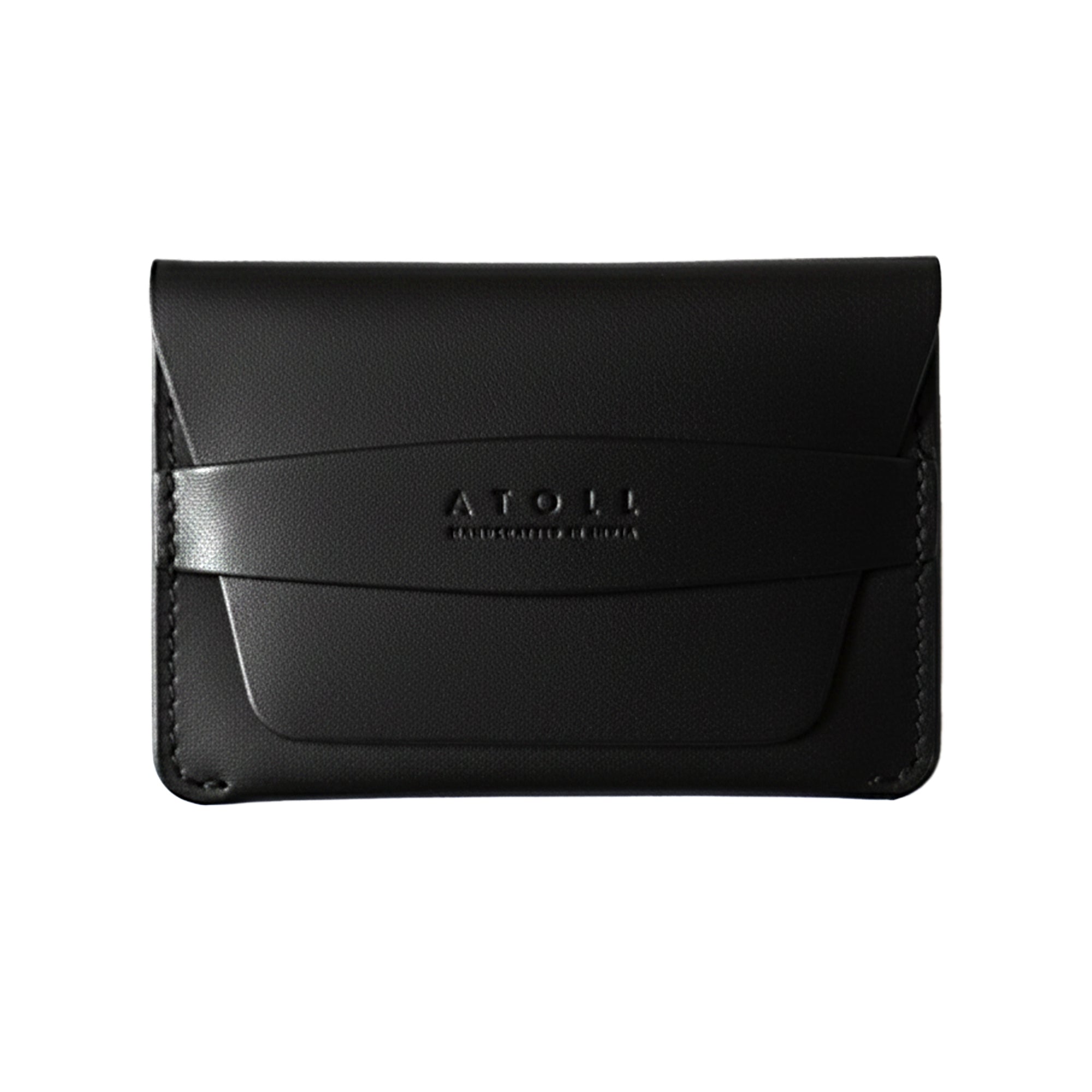 Greece -Black Leather Flap Wallet