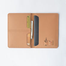 Load image into Gallery viewer, Utah - Tan Leather Passport Sleeve with Sim card Slot
